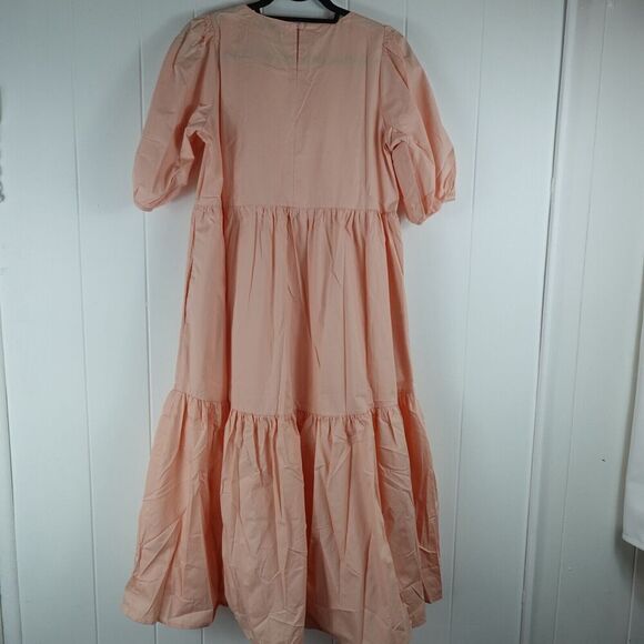 Charlie Holiday Womens Tiered Peach Maxi Dress Size 6 - Picture 5 of 8